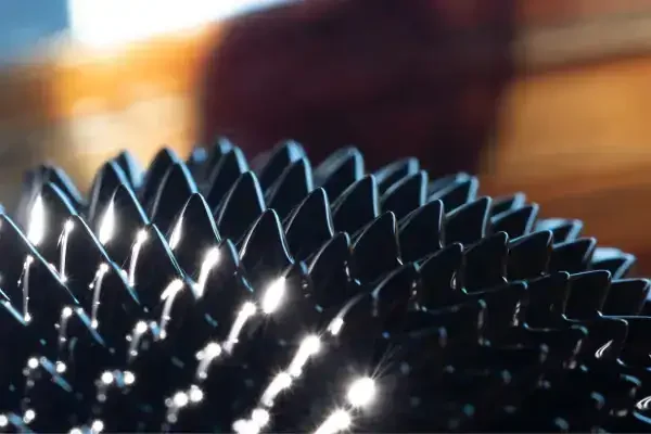 Shiny black spiked surface close-up